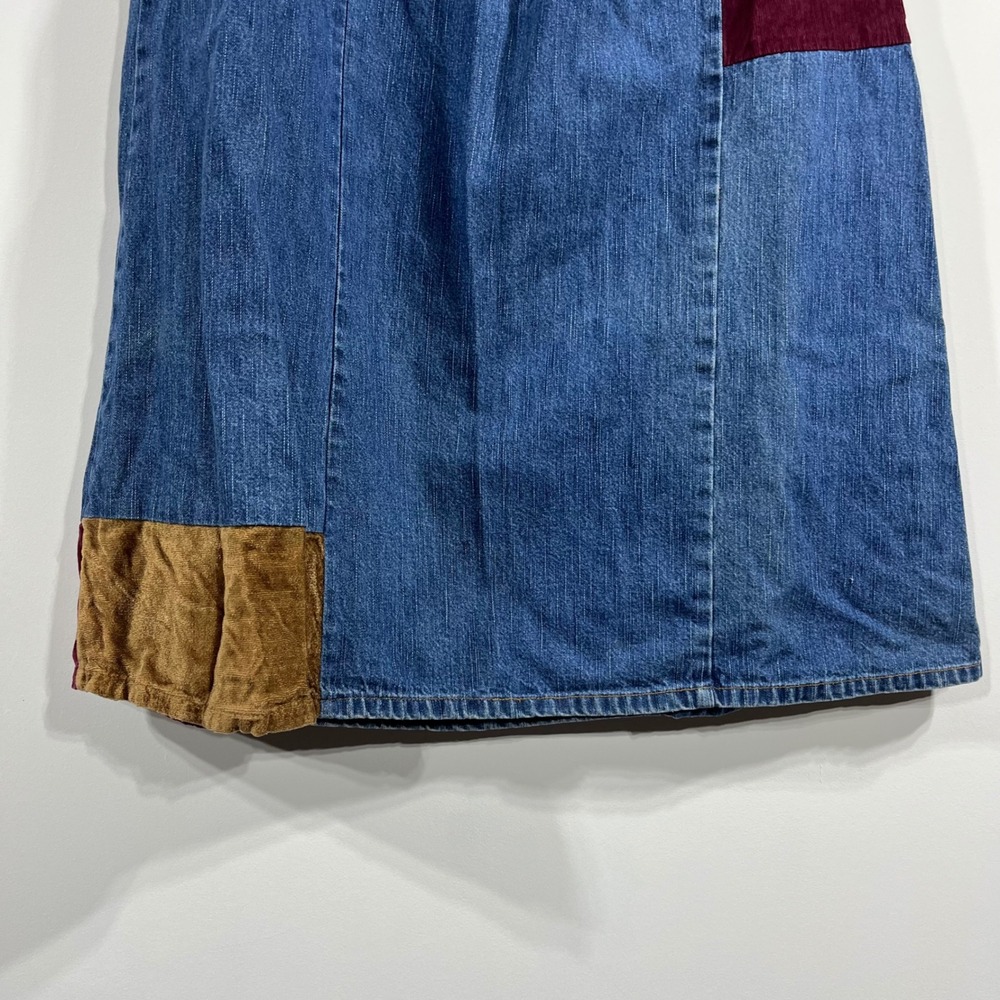 VTG August Max Boho Patchwork Denim Maxi Skirt Sz 3 Cottagecore Western Cowgirl - Picture 11 of 14